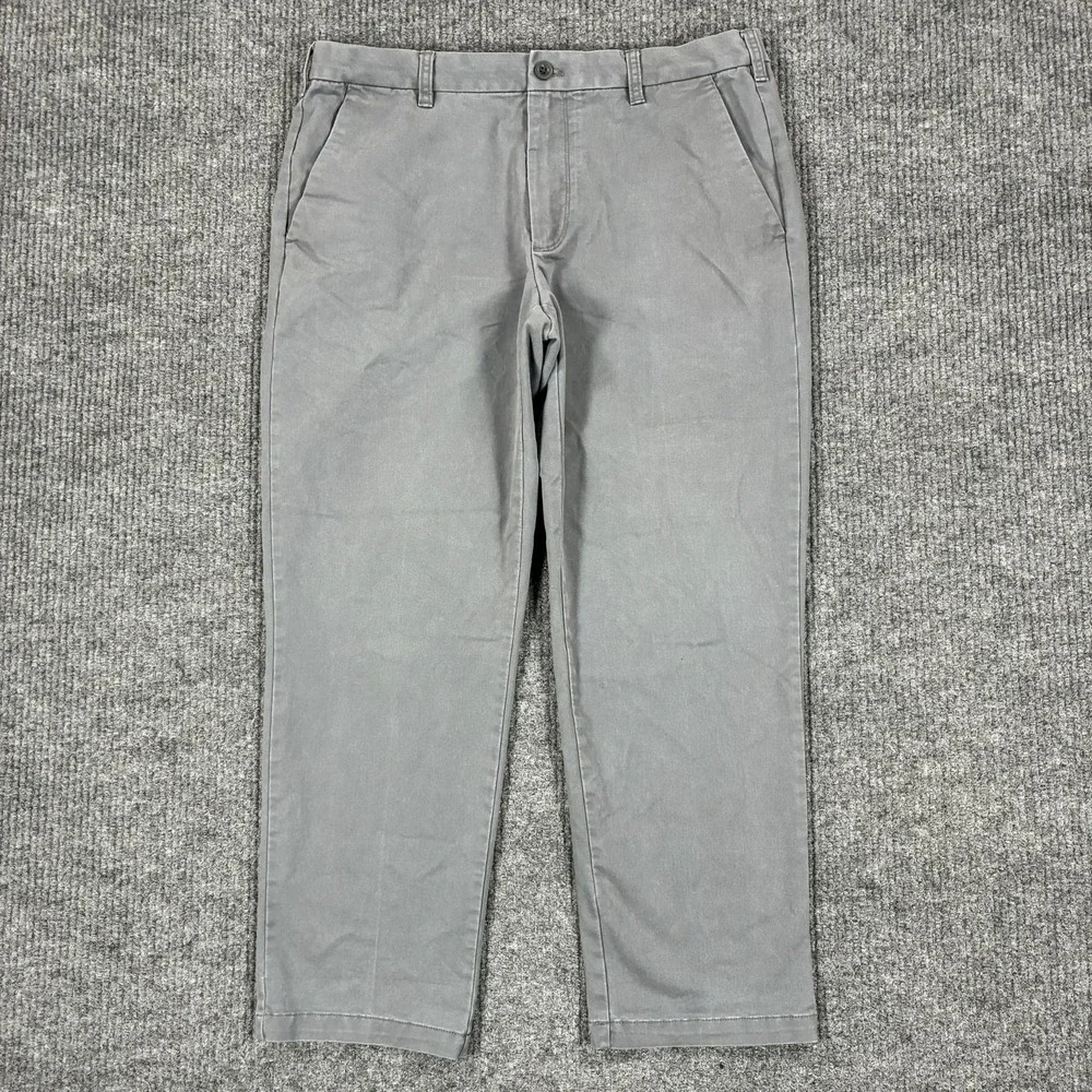 IZOD Chino Pants Mens 36x30 Gray Stretch Straight Leg Cotton Blend Regular Fit